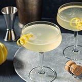 lemon martini with lemon peel