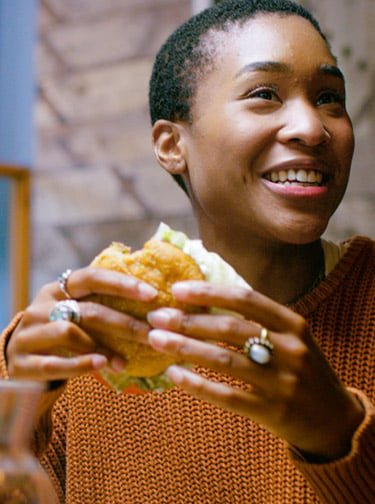 happy women eating