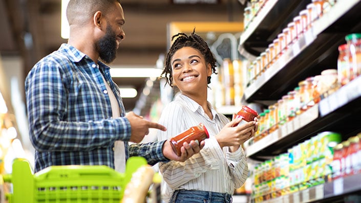 man and woman shopping